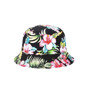 Tropical Bucket Hat One Size Black Floral Unisex